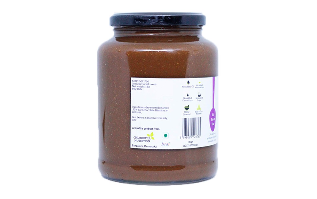 All Over Nuts 85% Dark Chocolate Peanut Butter Crunchy   Glass Jar  1 kilogram